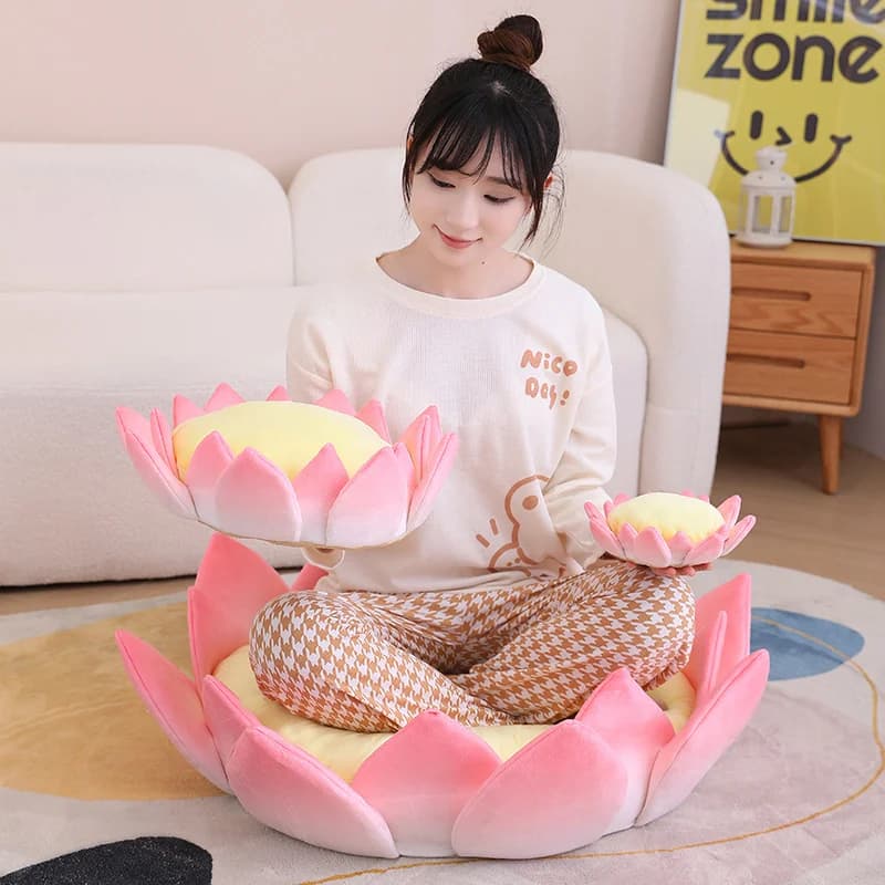 20-80cm rosa fiore di loto peluche cuscino cuscino per la schiena morbida pianta farcita fiore giocattolo tappetino camera da letto cuscino per la casa regalo di compleanno