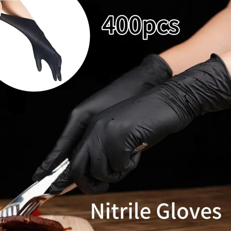 Guanti monouso in nitrile nero da 10-400 pezzi per la pulizia della casa, sicurezza sul lavoro, guanti da giardinaggio, utensili da cucina