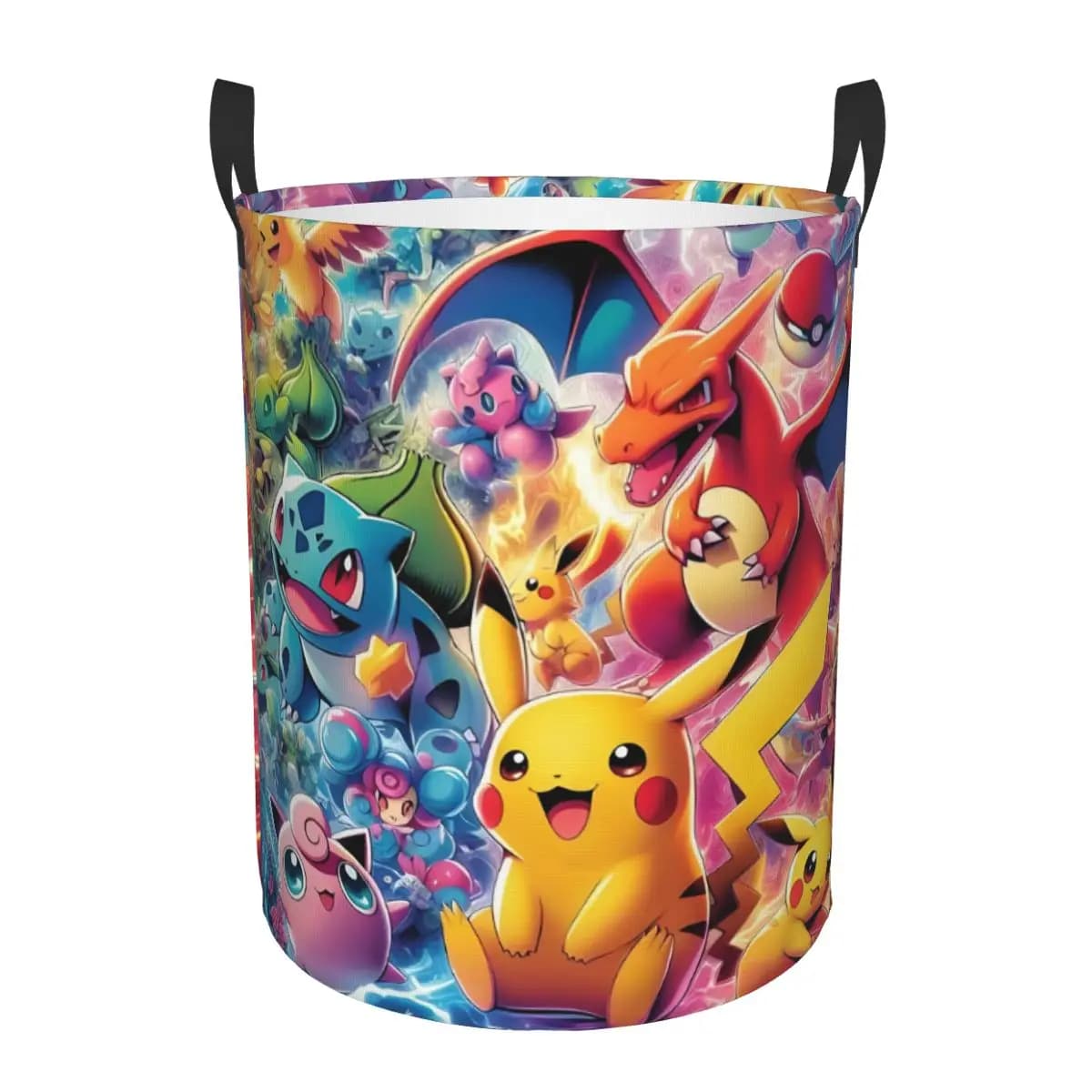 Cartoon Pikachu Anime Laundry Basket Collapsible Funny Game Kawaii Clothing Hamper Bathroom Organizer Storage Bins
