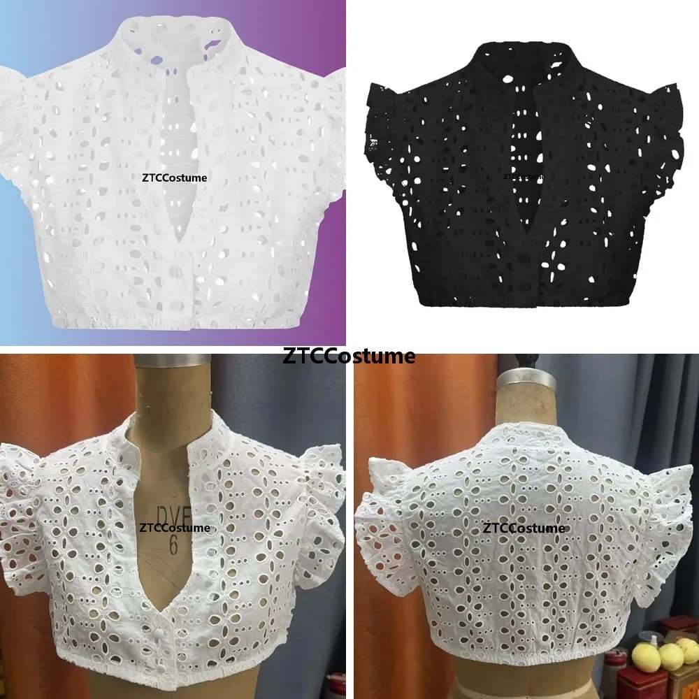 Top Corto Dirndl per Cosplay, Blusa Elegante per Festival della Birra Bavarese, Costume Oktoberfest Senza Maniche con Scollo a V, Top Tradizionale