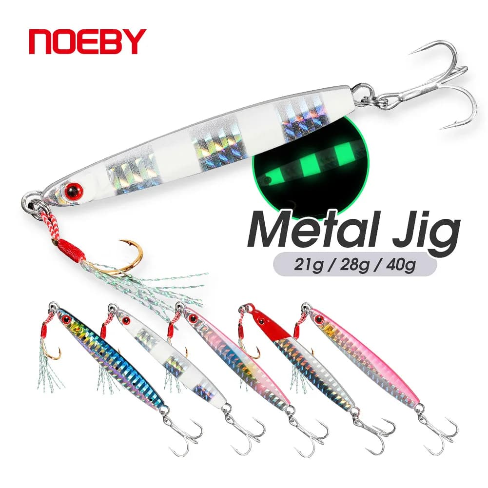 Noeby Metal Jig Fishing Lure 21g 28g 40g Shore Casting Jigs Cucchiaio Artificiale Esca Dura Spigola Acqua Salata Attrezzatura da pesca Esche