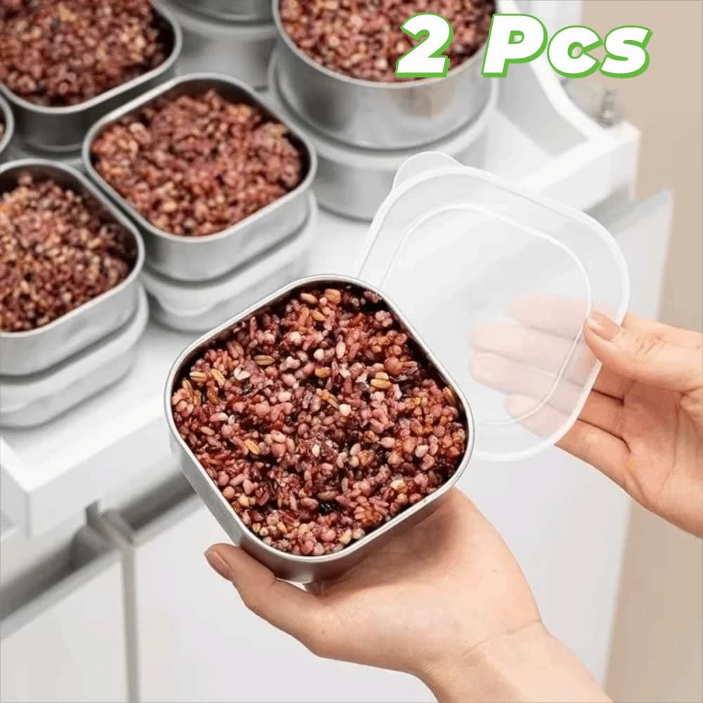 2 contenitori ermetici in acciaio inox per alimenti, con coperchi, contenitori per la conservazione degli alimenti, riutilizzabili, per il pranzo, per il campeggio