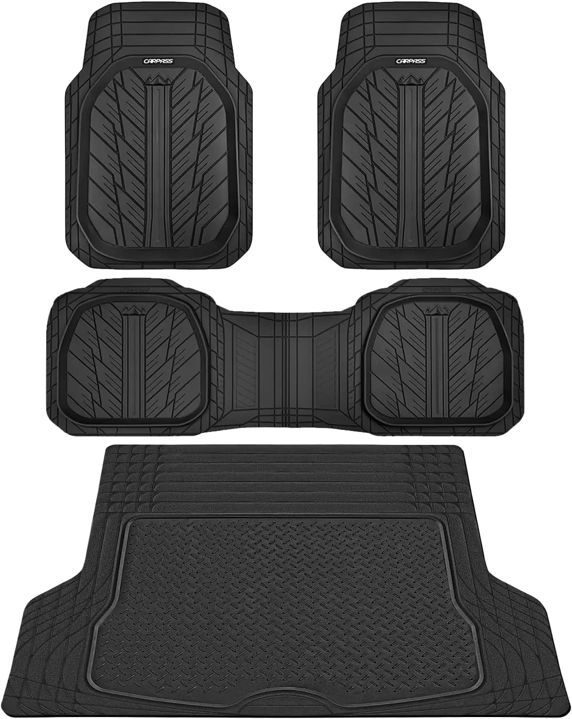 Tappetini Universali Profondi per Auto, in Gomma Resistente con Rivestimento per Bagagliaio, Impermeabili per Tutte le Stagioni, per Camion, Furgoni e SUV