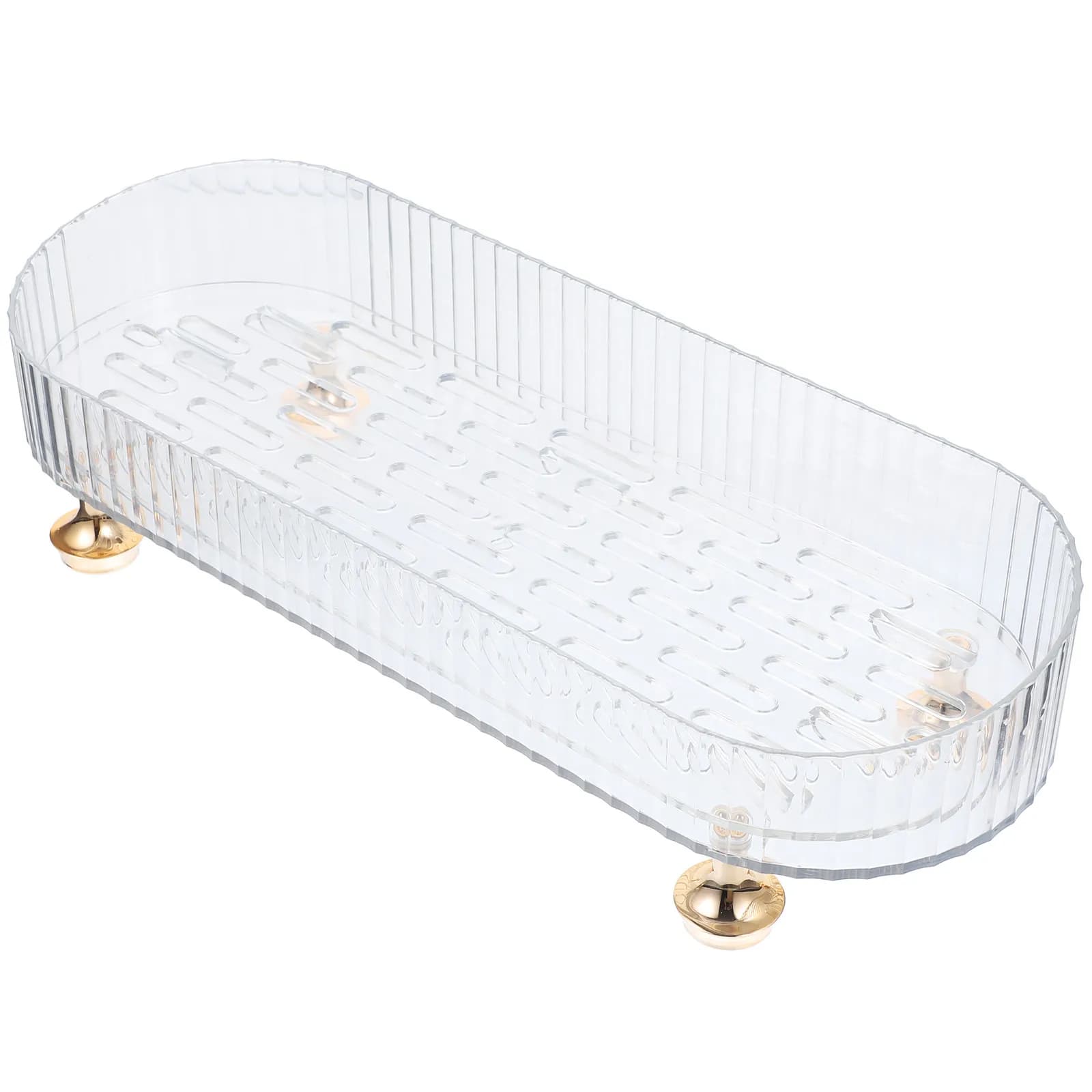 Vassoio Scolapiatti da Appoggio per Bagno, Porta Sapone e Spazzolino, Portaoggetti in Plastica Trasparente Salvaspazio, Moderno e Decorativo