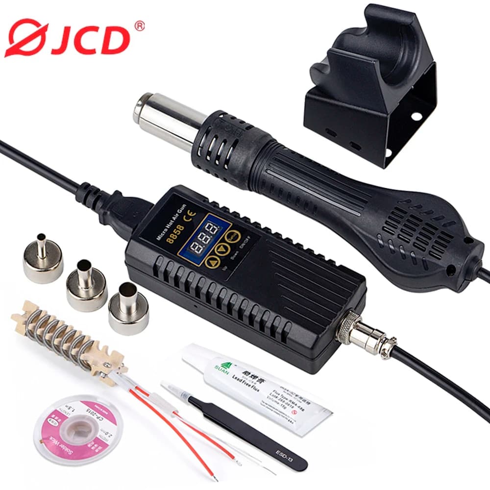 JCD 750W Pistola di Calore Display Digitale Micro Rilavorazione Stazione di Saldatura Pistola Ad Aria Calda Per Saldatura Strumento di Riparazione Asciugacapelli 8858