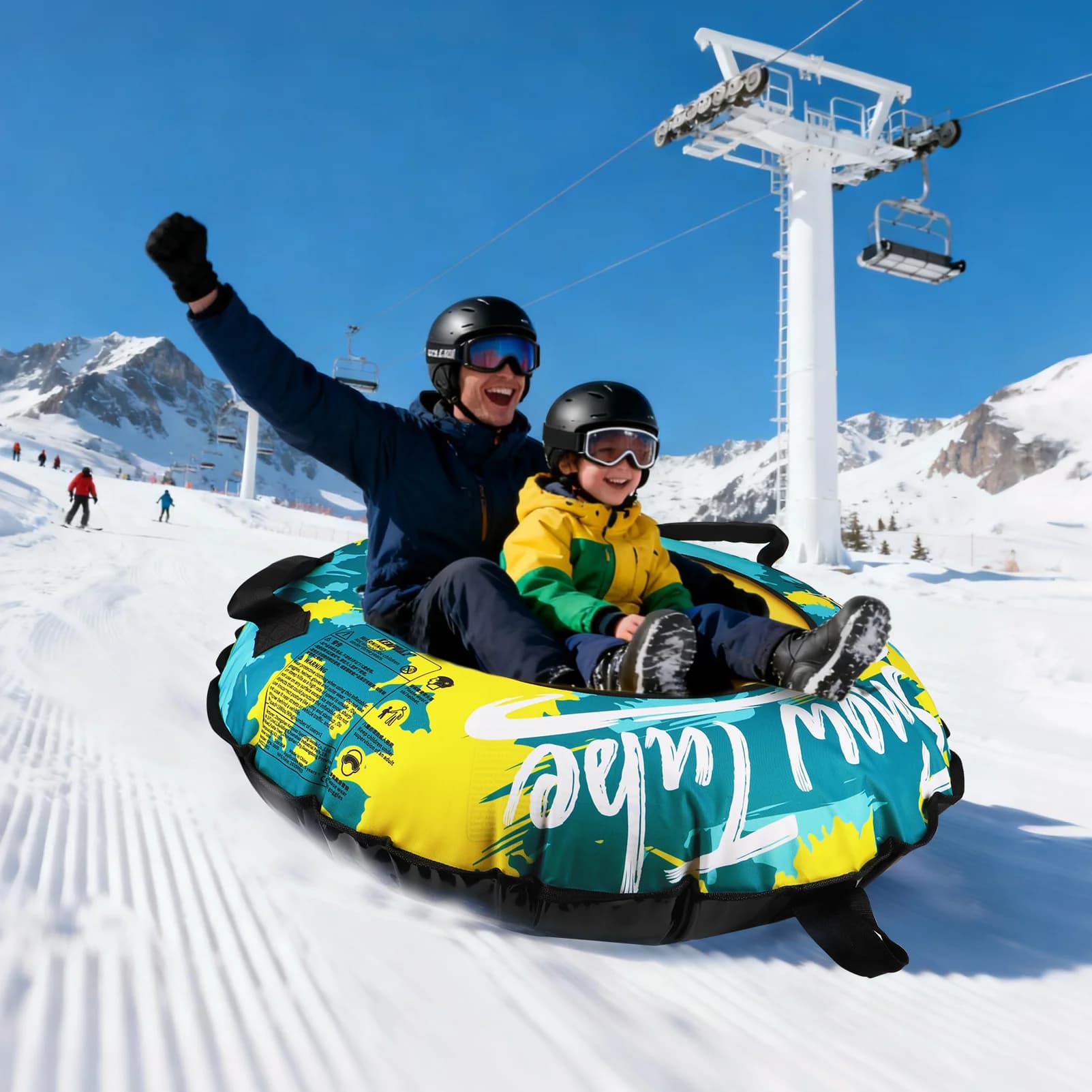 Kenpuaz Inflable Safety Snow Tube Circulares Winter Waterproof Thicken PVC Oxford Cloth Cover Pearl Cotton Handlele