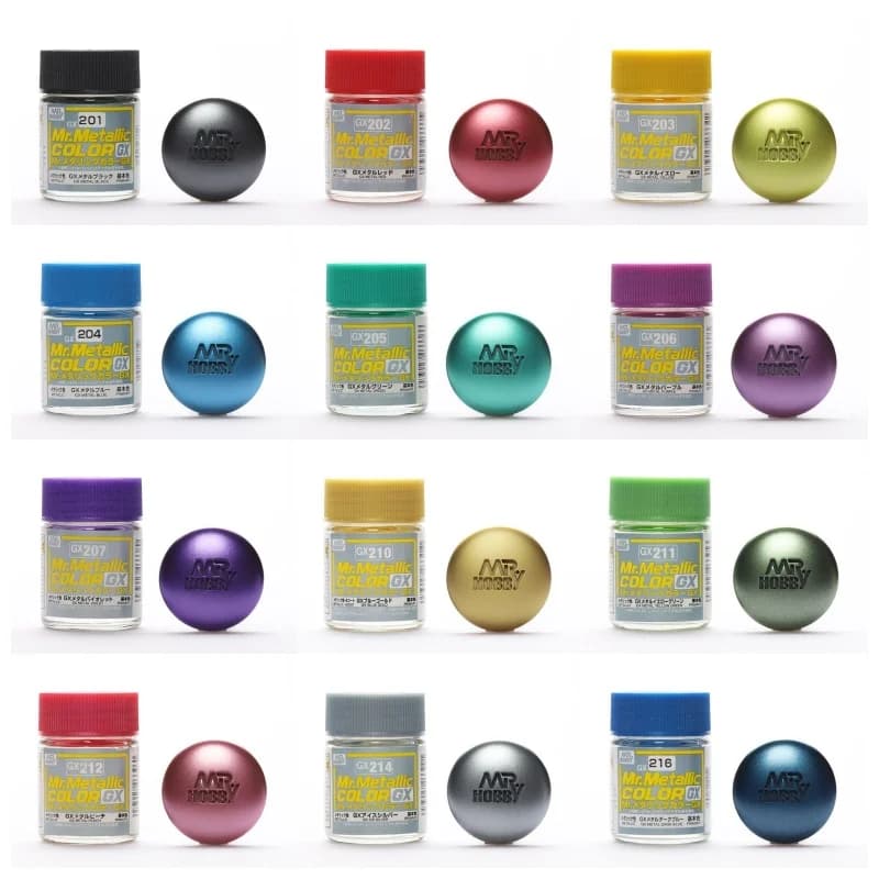 Mr.Hobby GX Series Metallic Lacquer Paint 18ml GX201~GX217 Gloss Metal Color Oil Paint for Scale Model Hobby Painting