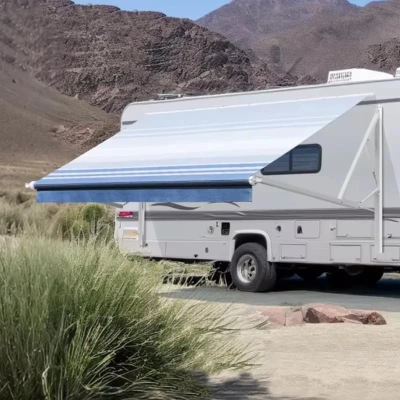 ATVFolding Aluminum Alloy RV Trailer Awning 12V Remote Control With LED Lights