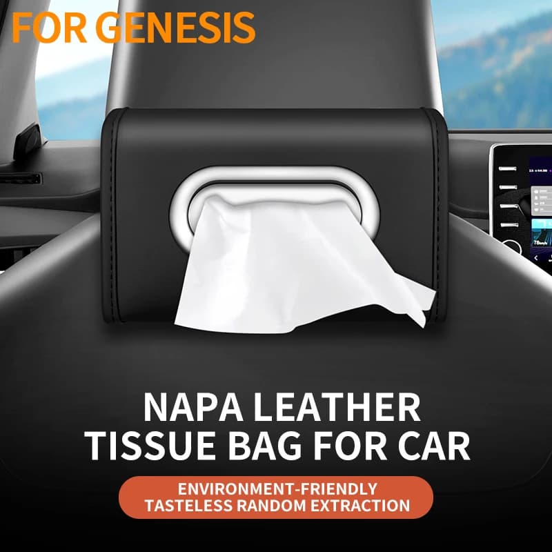Car Seatback Tissue Organiser Box Sun Visor Console Interior Tissue Storage Bag For Genesis G70 G80 G90 GV70 GV80 GV60 GV90