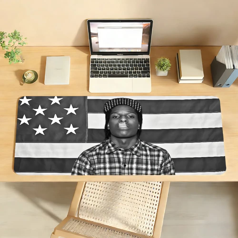 Tappetino per mouse Rapper A-Asap Rocky, tappetino per mouse in gomma antiscivolo per computer portatile, tappetino per mouse per giocatori, decorazione per scrivania