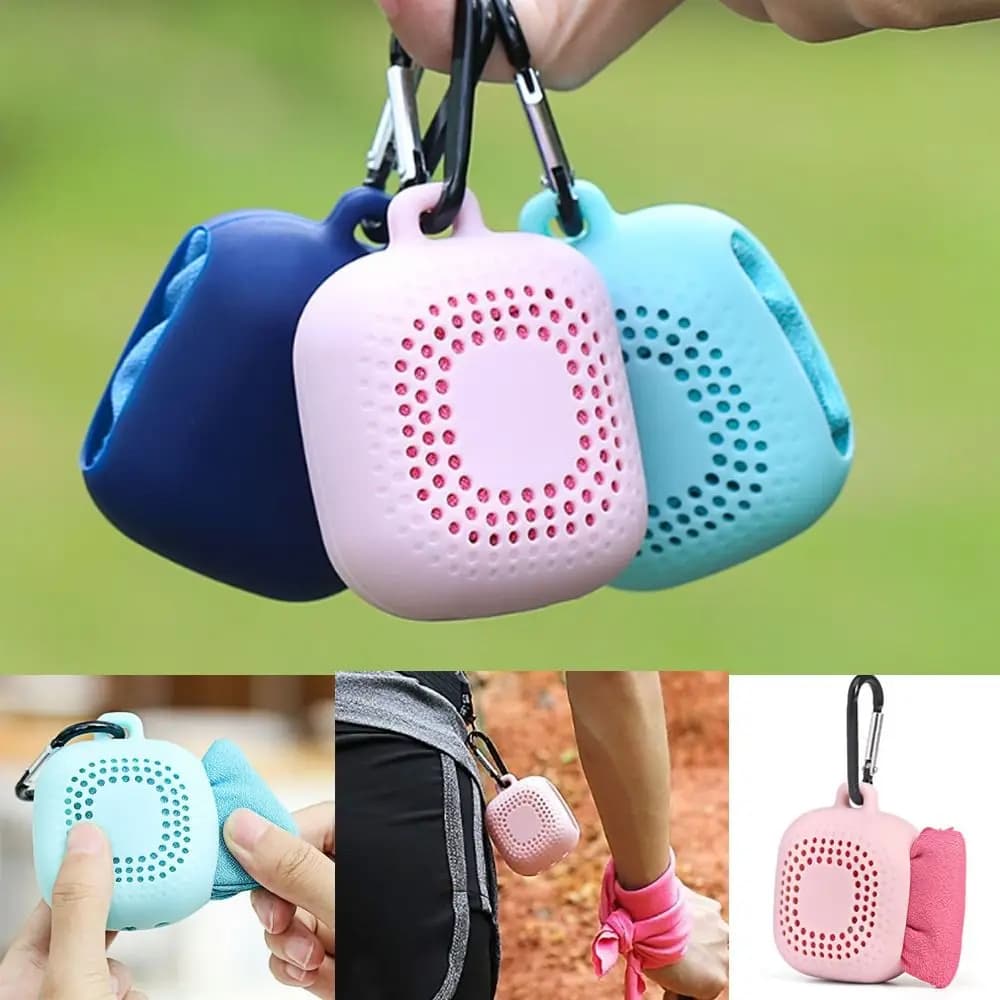 Con custodia in silicone Tasca per asciugamano ad asciugatura rapida Asciugamano sportivo super assorbente Asciugamano portatile in microfibra tinta unita