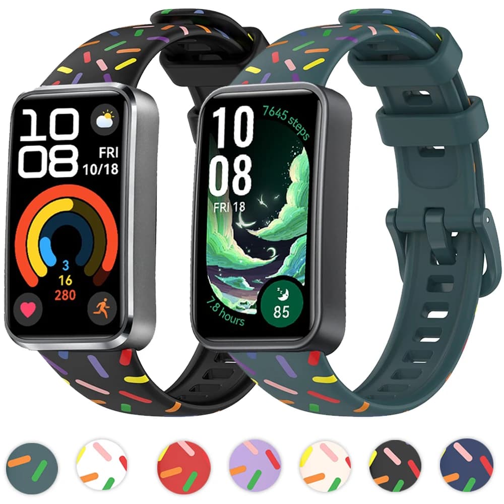 Soft Silicone Strap for Huawei Band 10 9 8 Printed Bracelet Replaceable Strap for Huawei Band 10 9 Strap Accessories