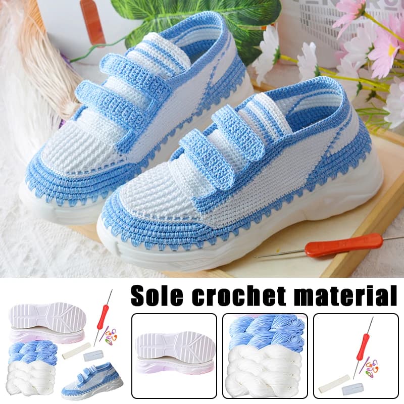 1 Set Gancio intrecciato a mano Suole in gomma Gancio inferiore Anti-calcio Linea cava Pantofole per scarpe estive fai da te Materiale all'uncinetto