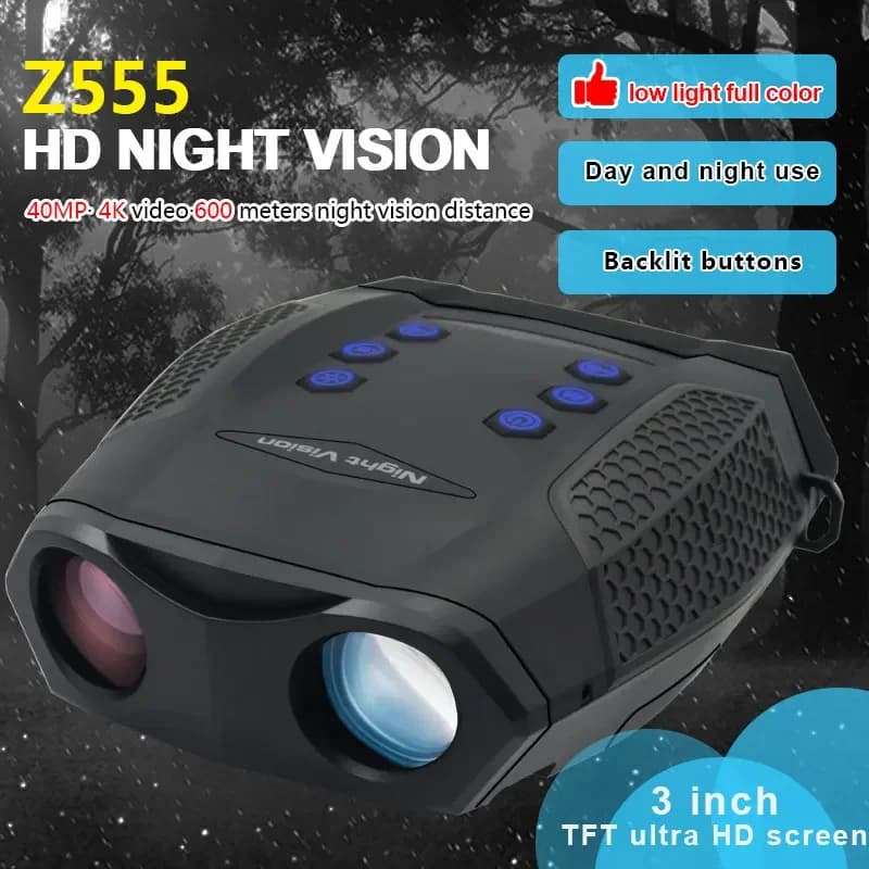 Z555 600M Binocolo per visione notturna Professionale 8X Zoom IR Telescopio per visione notturna Telecamera 4K HD Schermo TFT per caccia in campeggio
