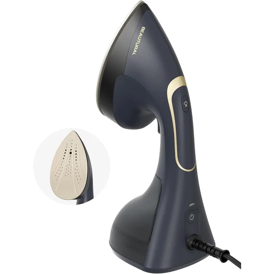 Ferro da stiro a vapore 2 in 1 per rimuovere le rughe dei indumenti per i vestiti Piroscafo per tessuti potente portatile da 1200 W con funzione di vapore a scoppio in ceramica