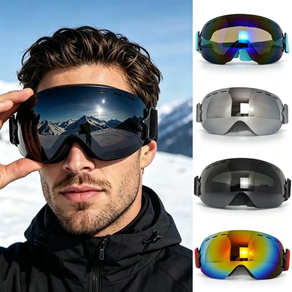 High‑Definition Colorful Lens Ski Goggle for Men Women, Snowfield Skiing Snow Slope Snowboarding Non‑Shift Adjustable Strap