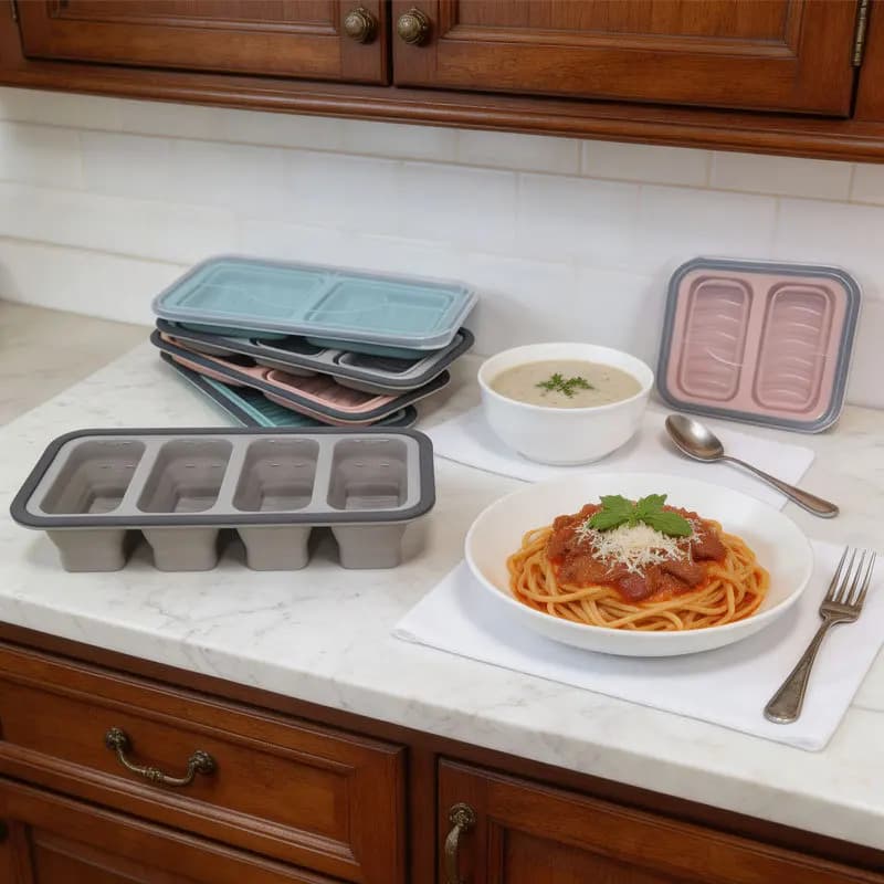 Large Ice Cube Freezer Molds-Soup,Silicone Freezer Tray with Lid Sauce,leftovers,Homemade Meal Prep Freezing Storage Containers