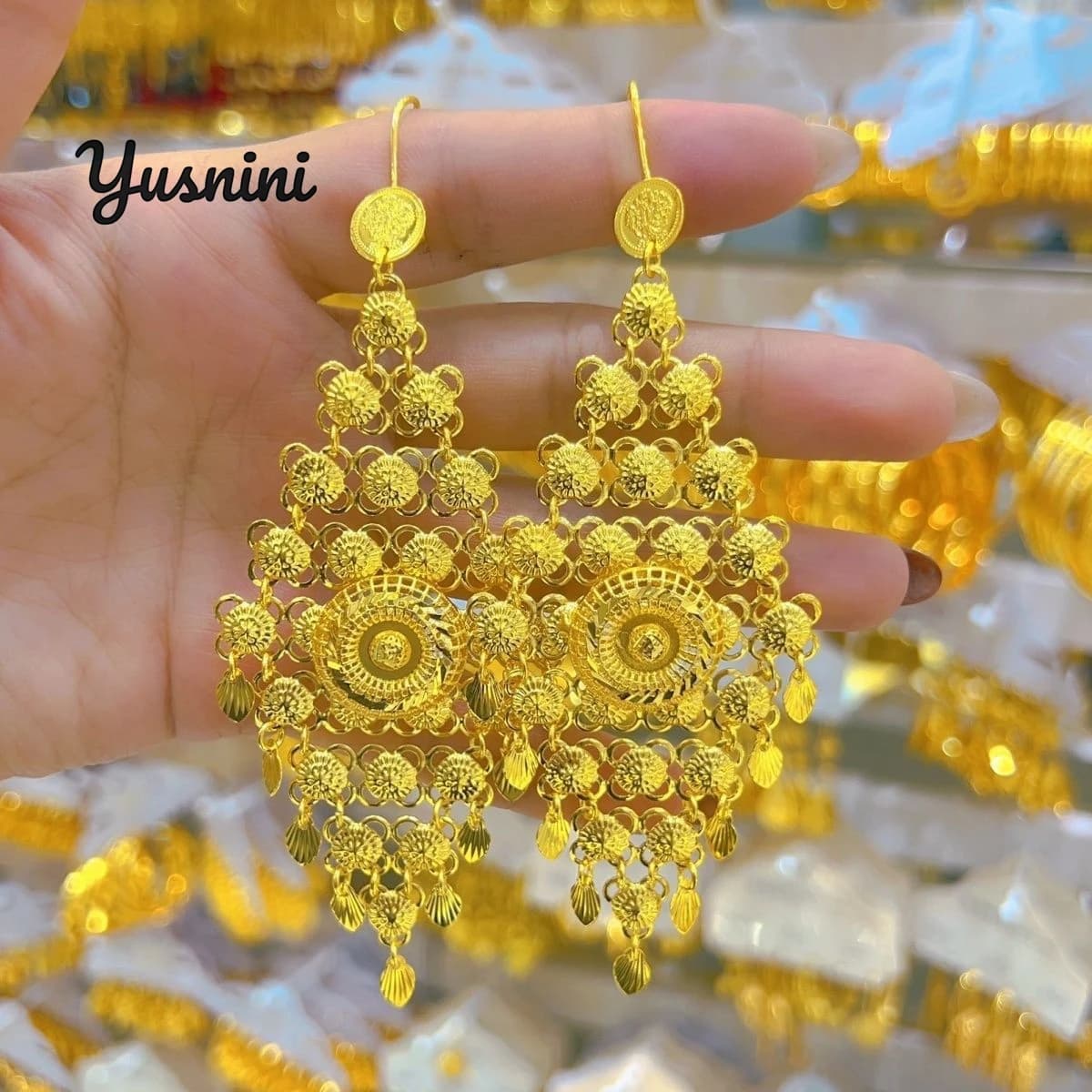 Orecchini personalizzati placcati in oro 24 carati moda Medio Oriente Africa Dubai per gioielli da festa di nozze per coppie DD10756