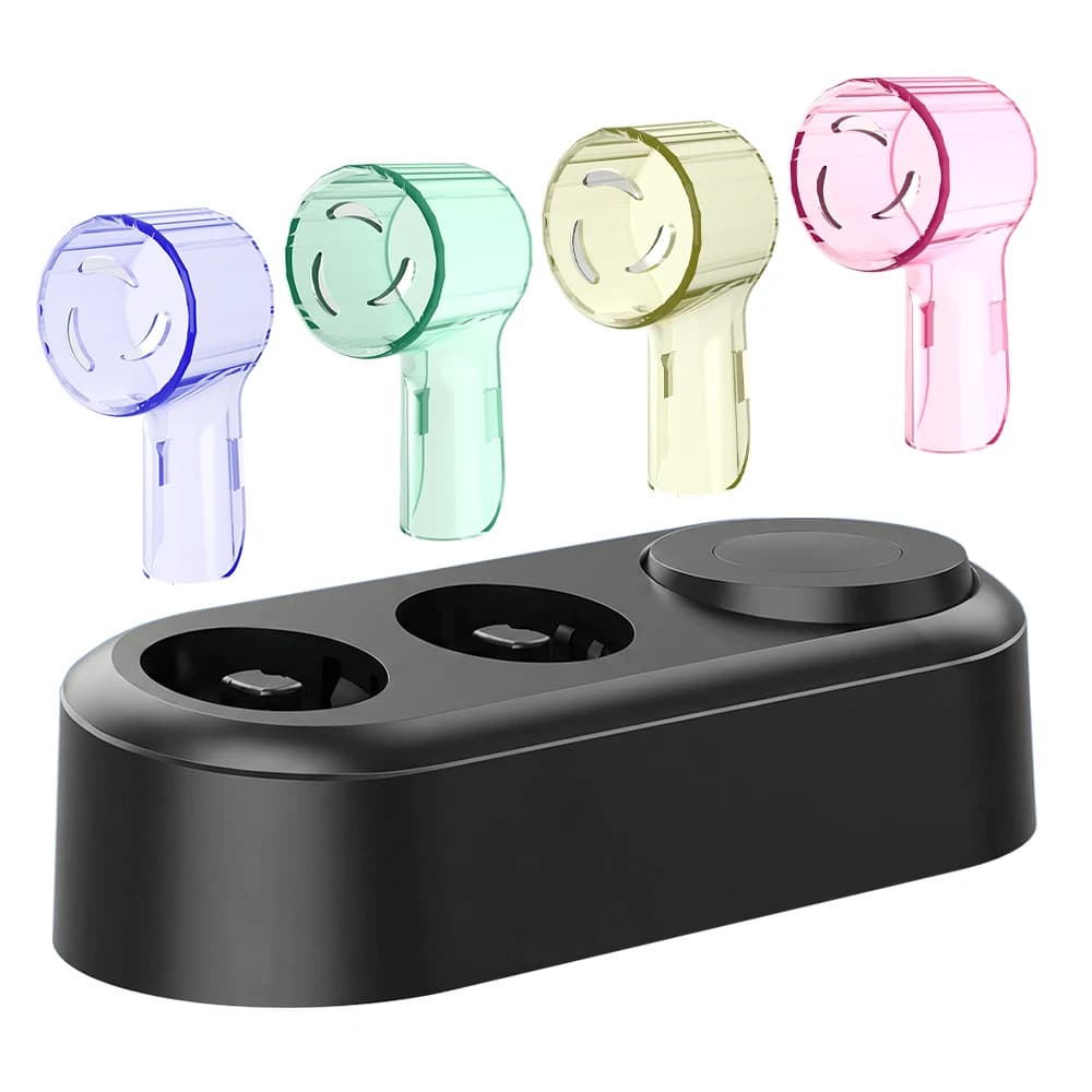 USB magnetic charging base and 4 dust cover for toothbrush heads, compatible with Oral B iO series 7 8 9 10
