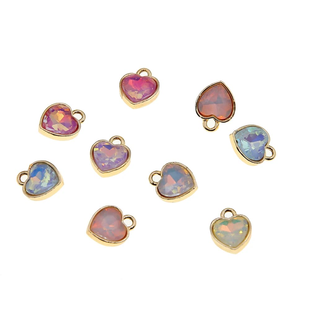 50pcs DIY accessories classic fashion copper edge crystal heart heart pendant earrings pendant necklace material