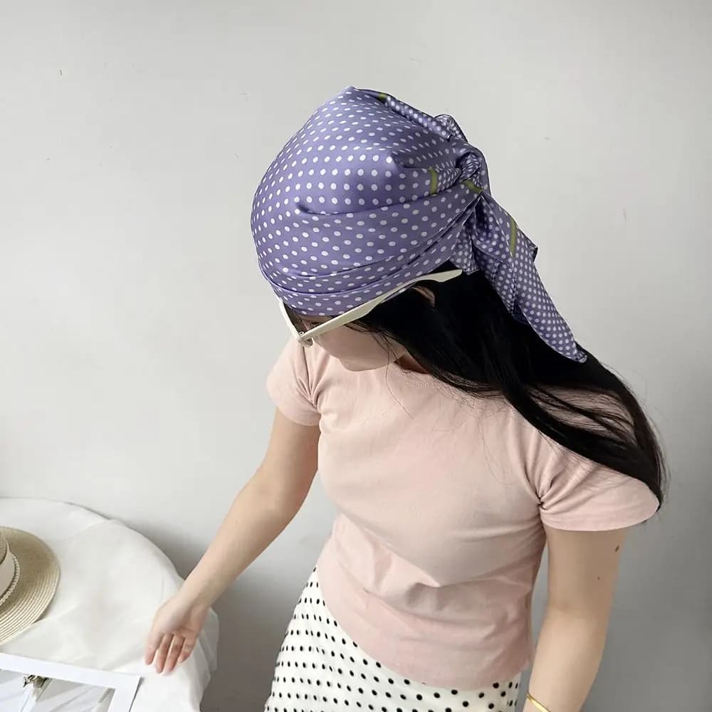Simple Printed Dot Print Scarf Y2K Colorful Polka Dot Silk Scarf Korean Spicy Girls Satin Hijab Women