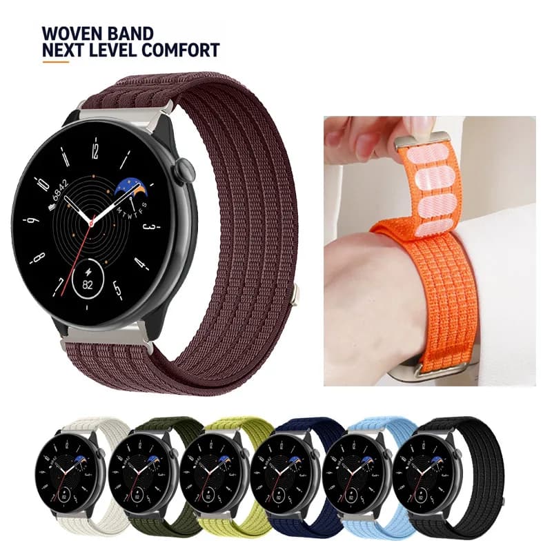 20mm 22mm Breathable Nylon Sport Loop Velcro Strap For Huami Amazfit GTR mini / GTR 4 3 Pro 2 2E