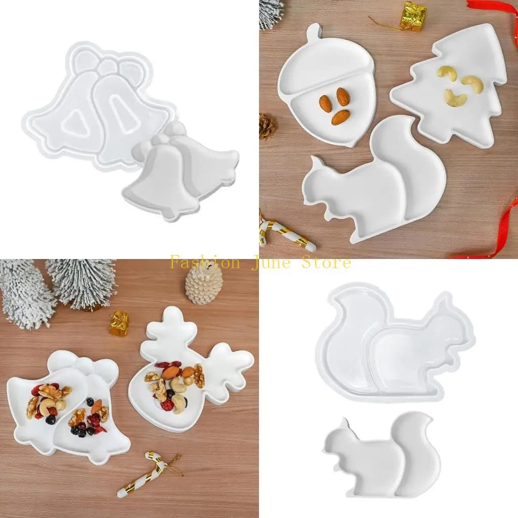 N5KA Versatile Christmas Sturdy Silicone Tray Mold for Resin Castes Flexible Epoxy Dish Forms Craft Enthusiasts Daily Use