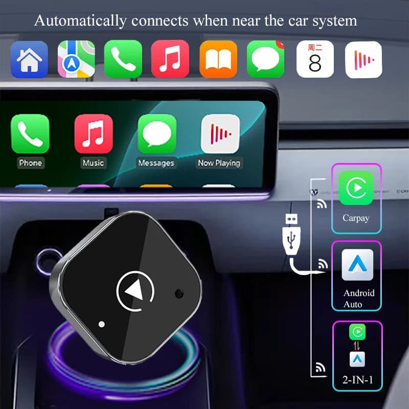Wireless CarPlay Adapter Android Auto, from Wired to Wireless, Intelligent AI Box, Plug & Play, Automatic Connection