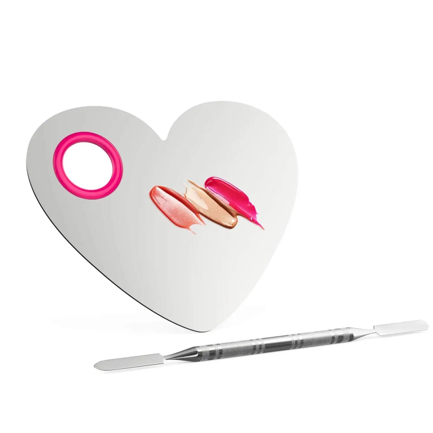Palette per miscelare il trucco in acciaio inossidabile con spatola per creme, ombretti, rossetti e nail art