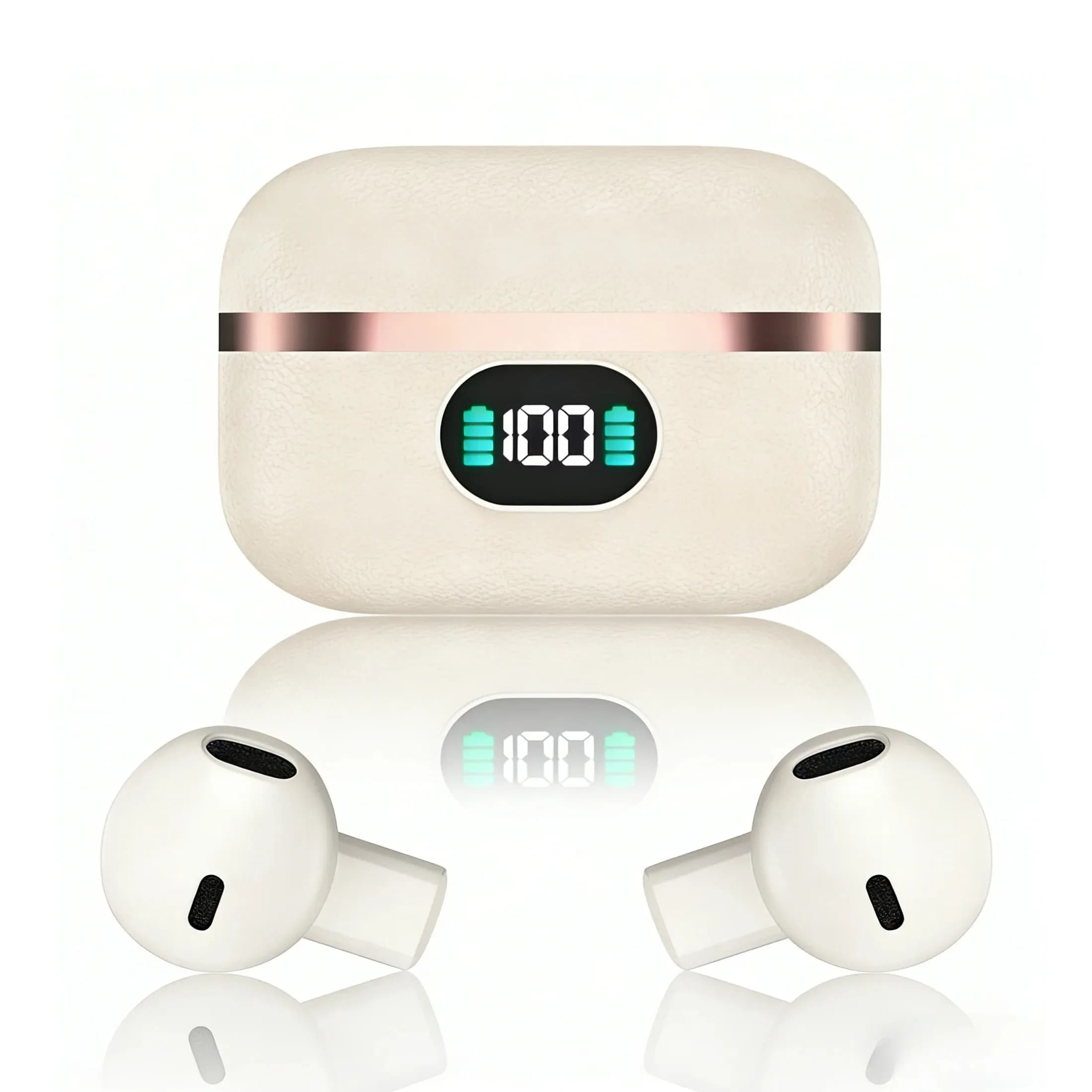 Auricolari Semi In-Ear in Pelle Premium, Wireless con Microfono e Batteria a Lunga Durata, Compagno Ideale per Amanti della Musica Attiva