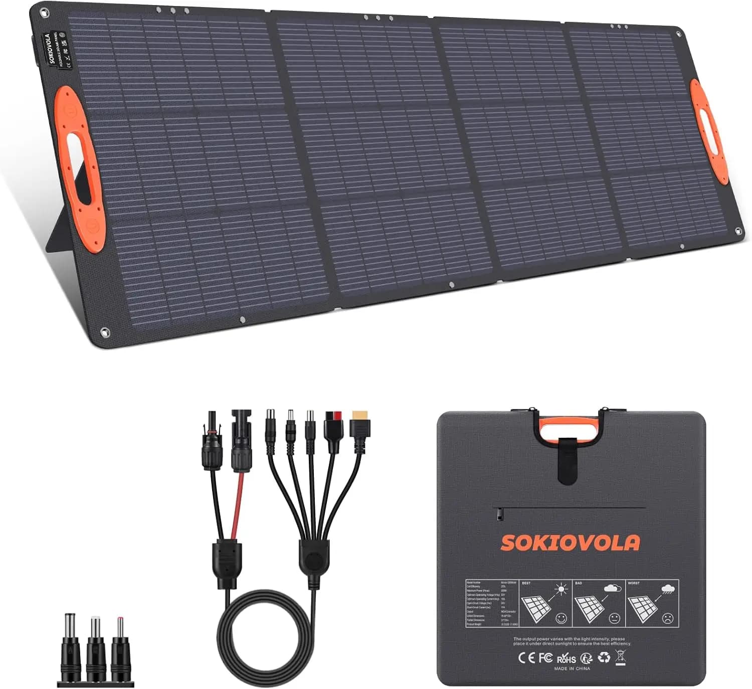 Pannello Solare Portatile da 200W per Stazione di Alimentazione, Pannello Solare Pieghevole Tipo N 16BB con Efficienza del 25% IP68 Impermeabile per Campeggio e Camper