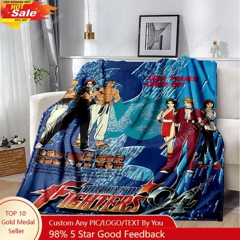 KOF Anime Morbido Peluche Divano Letto Lancio Del Fumetto Picnic Coperte Sottili Moderna Coperta di Flanella Copertura Gedruckt Bettdecke Geschenk