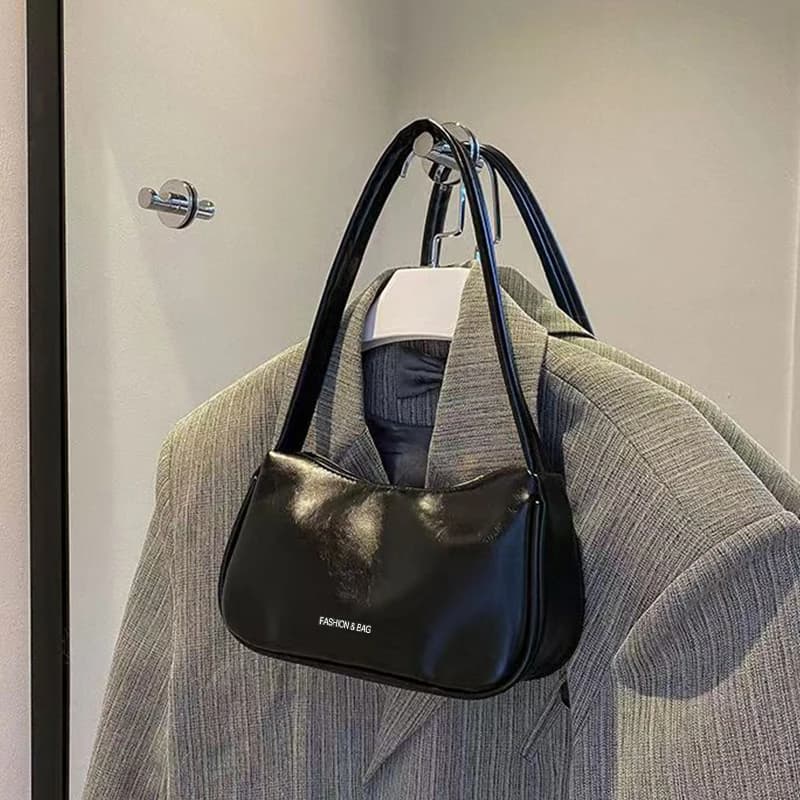 Daily Vintage Plain PU Leather Hobo Bag Slim Silhouette, Elegant Small Shoulder Purse for Ladies Weekend Short Trips