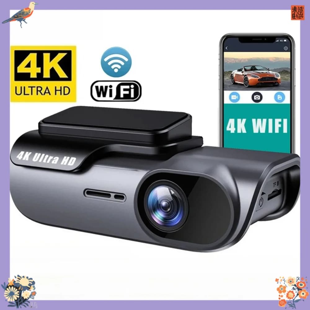 HONG TONG Dash Cam UHD 4K, Videocamera DVR per Auto con WIFI, Registratore di Guida, Dashcam, Scatola Nera, Monitoraggio 24 Ore, Visione Notturna