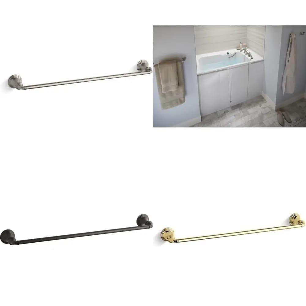 Portasciugamani da bagno in nichel spazzolato da 24 pollici con resistenza alla corrosione e strumenti di installazione inclusi, stile Devonshire