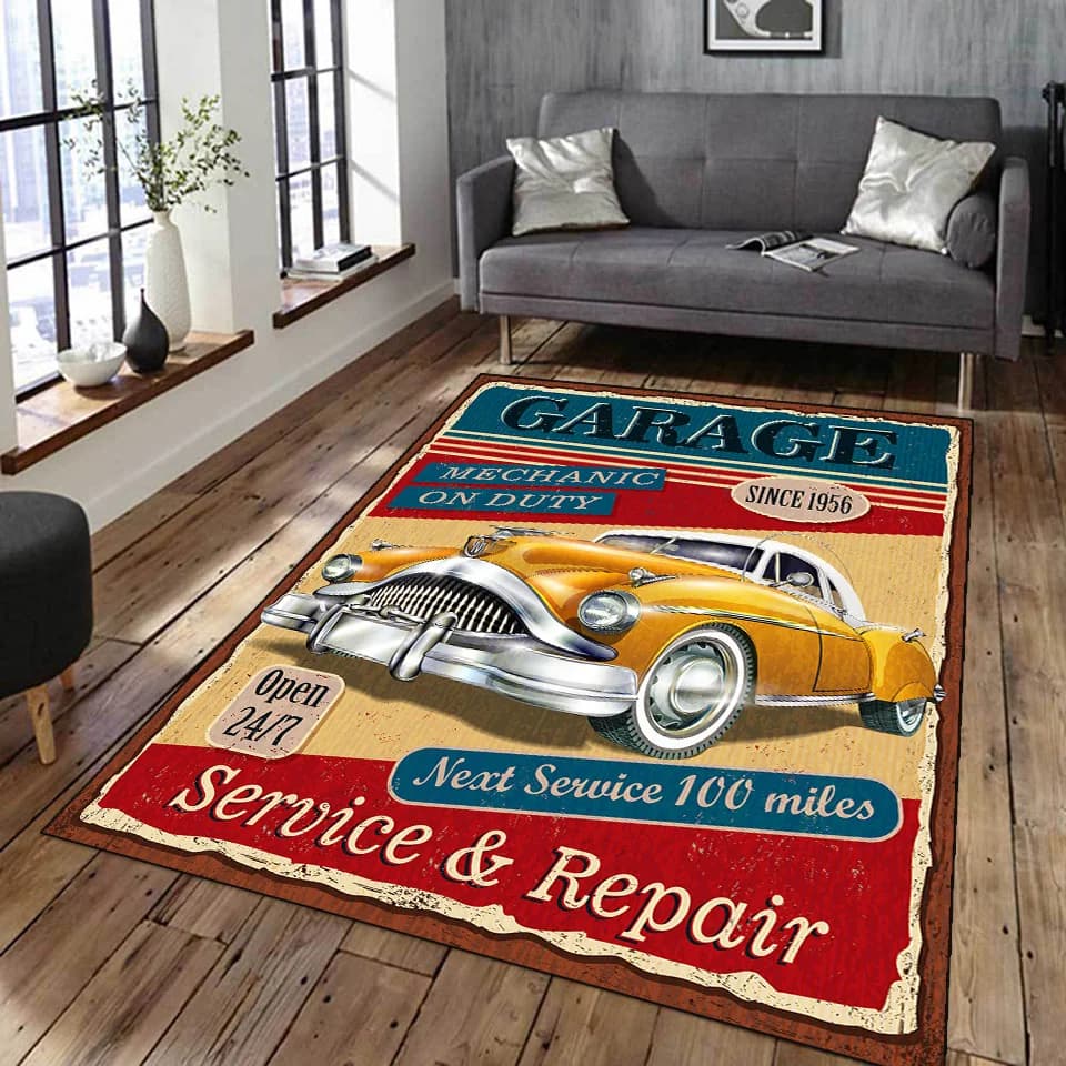 Retro Classic Motorcycle Car Poster Tappeto 3D Stampato Tappeto Soggiorno Camera da letto Tappeti Home Decor Tappetini antiscivolo Tappetino per porta