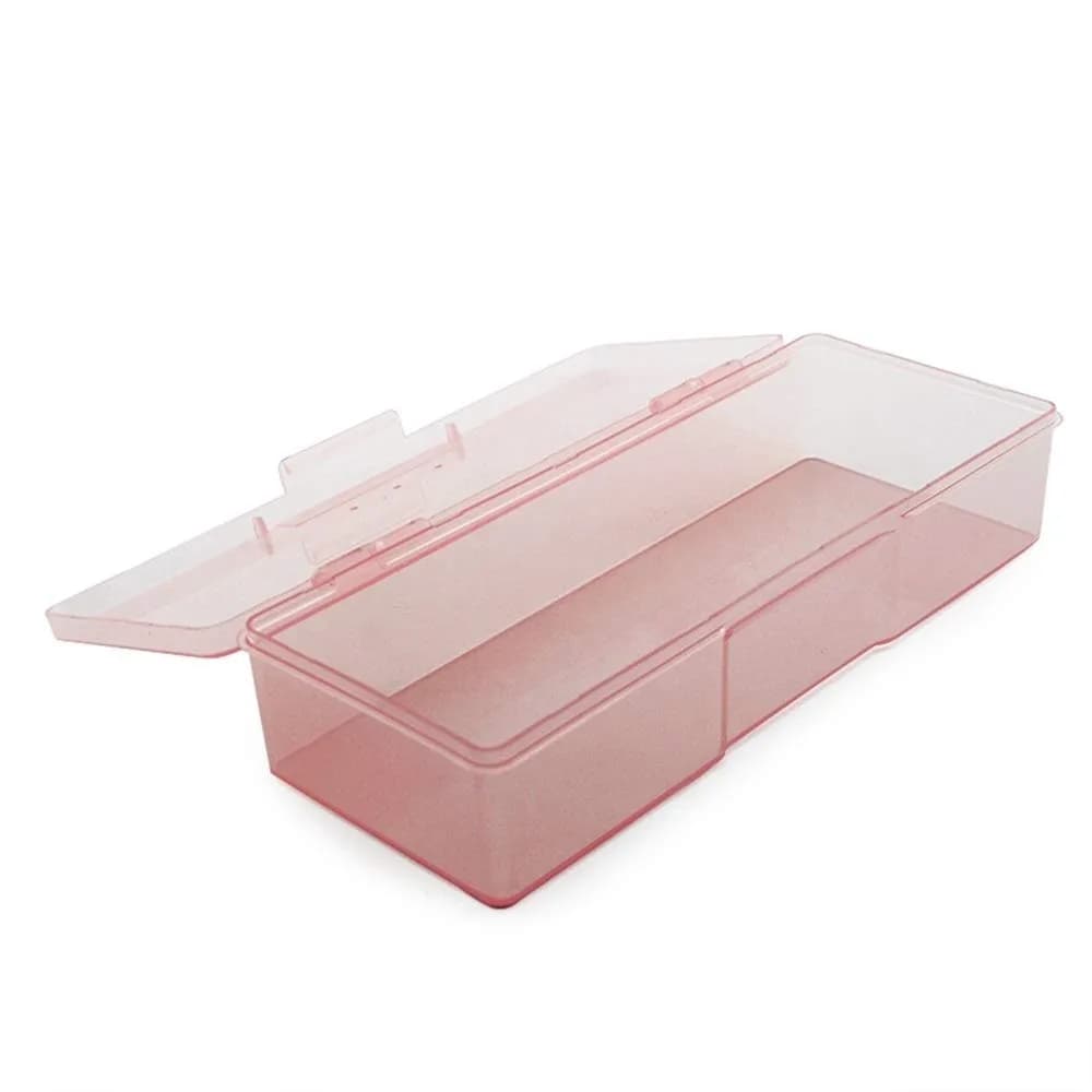 Transparent Pink Plastic Storage Box Organizer Case for Nail Art Manicure Pedicure Tools Equipment Empty