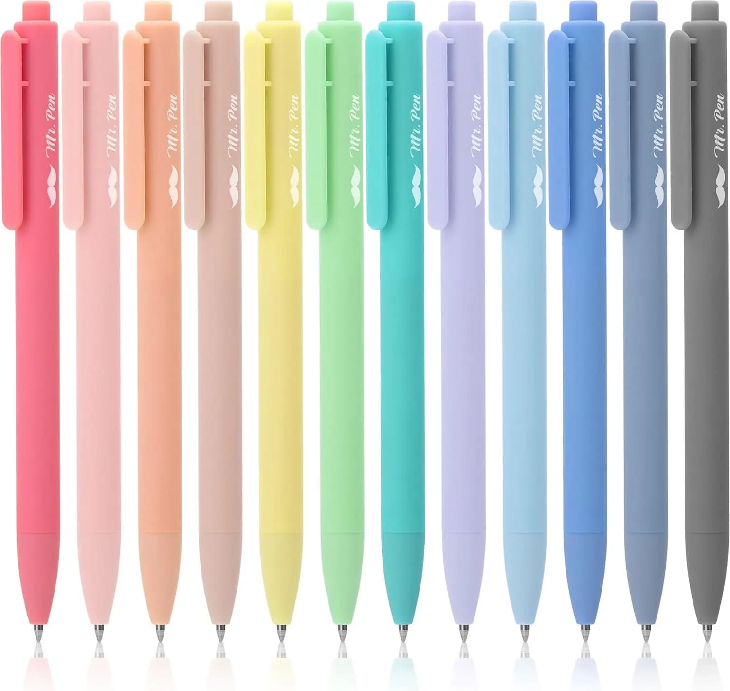 Retractable Gel Pens 12 Pack, Colorful Fine Point 0.7mm Fast Dry Ink for Drawing, Writing, Planner and School Supplies