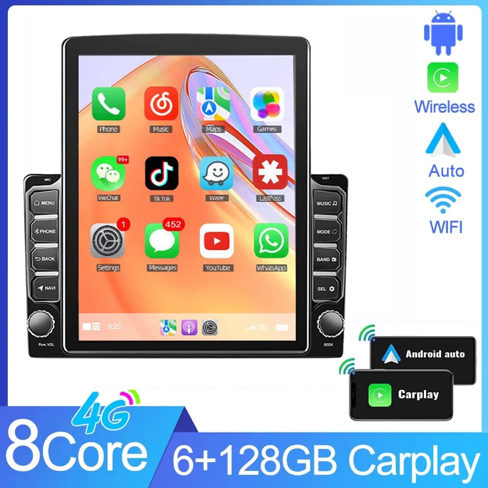 4G + WIFI 2Din Android 15 9.7 ''Pollici Autoradio Stereo Per Tesla Stile Verticale Schermo Universale Lettore Multimediale GPS 4G DSP
