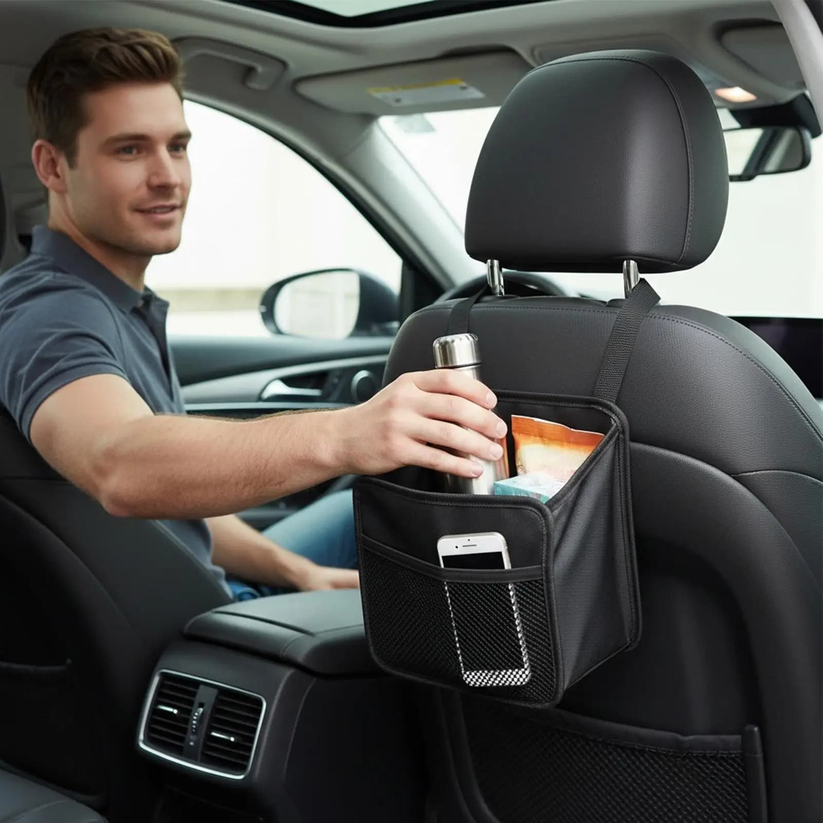 Portabevande con manico pieghevole riutilizzabile universale per auto, portabevande con manico per SUV RV Van Boat Airplane Road