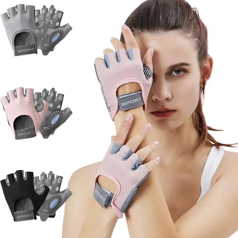 Guanti da Allenamento Mezze Dita - Presa Antiscivolo, Design Anti-Bolli, Silicone Liquido per Palestra, Yoga, Ciclismo, Salto con la Corda - Regolabili