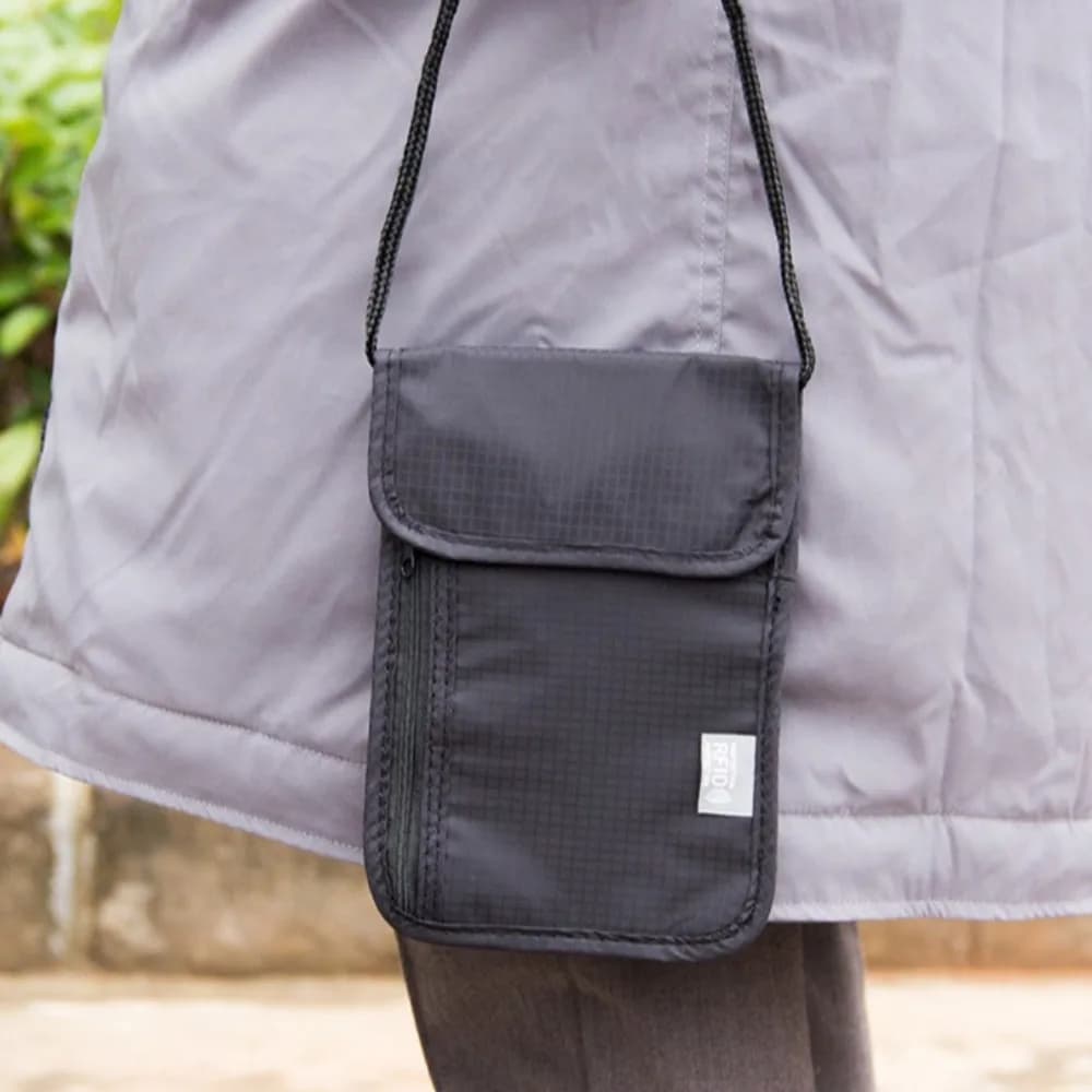 Borsa Antifurto RFID per Passaporto, Portafoglio da Collo Multiuso con Blocco RFID, Organizzatore Multifunzione per Documenti e Carte di Credito