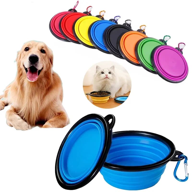 350ml 1000ml Silicone Pet Dog Pieghevole Ciotola Portatile Pieghevole Da Viaggio All'aperto Cucciolo Contenitore di Cibo Piatto di Alimentazione Tazza Portatile