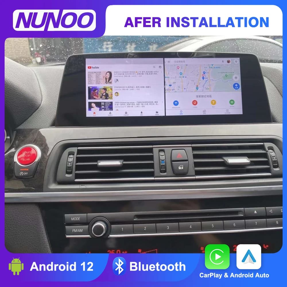 Autoradio Multimediale Android 14 da 12.3 Pollici con CarPlay Wireless per BMW Serie 6 F06 F12 F13 2011-2018, Touch Navi, 4G, WIFI, DSP, SWC