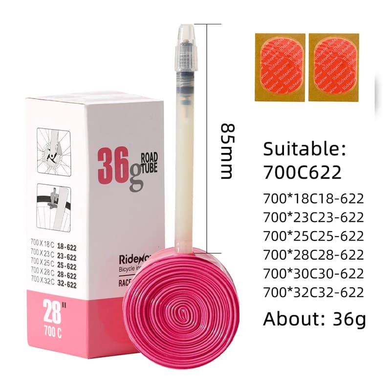 RideNow ultralight bicycle inner tube with Kit Patch 700-32c pneumatic TPU for road bicycle 45/65/85mm length French valve tube Super light