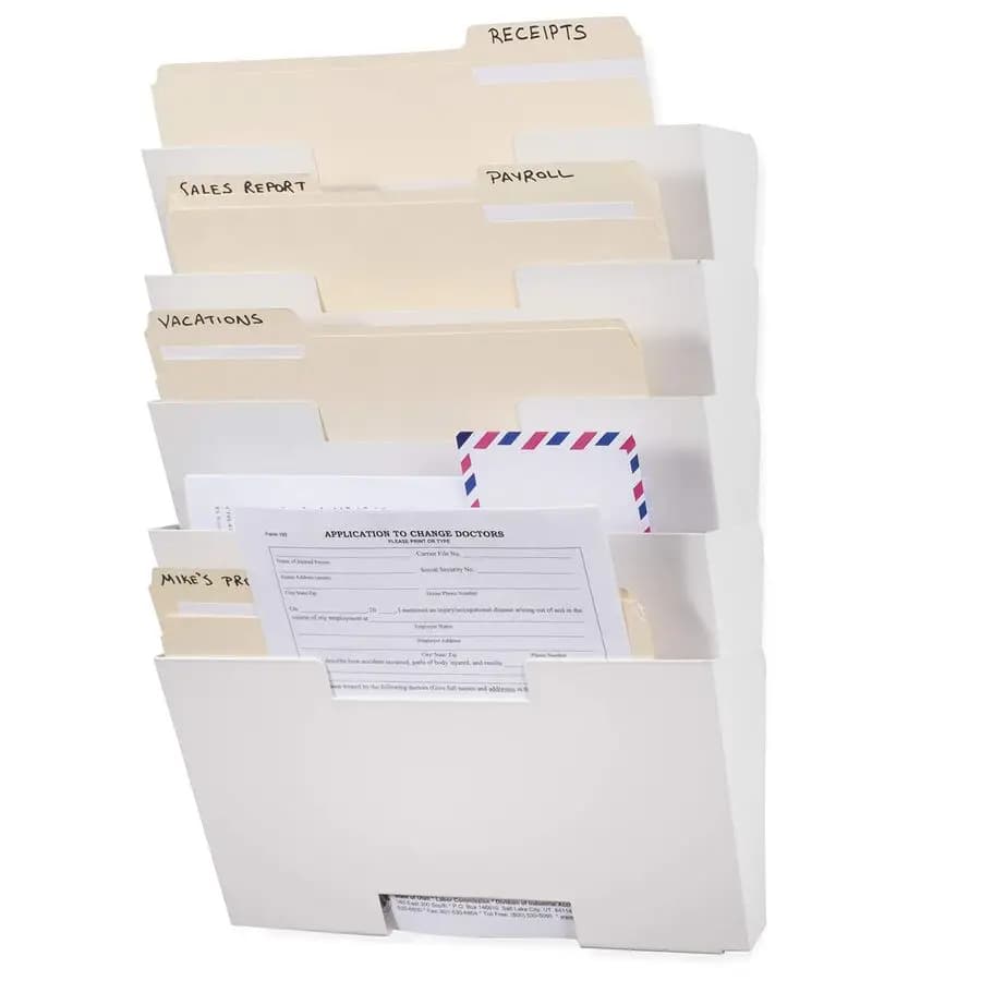 Organizzatore Portadocumenti da Parete in Metallo, Portadocumenti a Muro, Portariviste e Decorazione per Ufficio a 5 Livelli, Porta Cartelle Formato Lettera