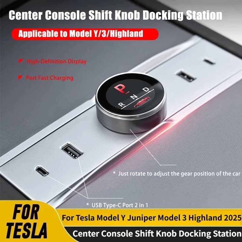 Docking station per pomello cambio console centrale per Tesla Model Y Juniper Model 3 Highland 2025 Hub USB tipo C multiporta per auto