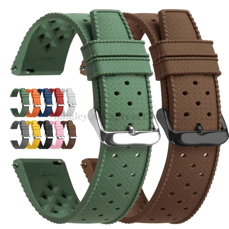 Cinturino per orologio in silicone tropicale Cinturino a sgancio rapido 18mm 20mm 22mm Cinturino per orologio intelligente in gomma morbida per Oris per Seiko per Citizen