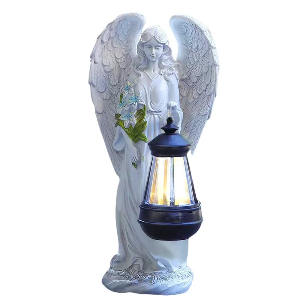 Solar decorativo angelo Figurine lanterna impermeabile angelo ornamento luce Auto On & Off fata Figurine Decor lampada decorazione della casa