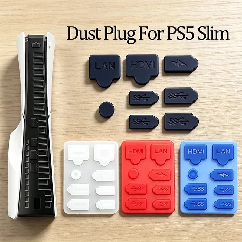 1Set Dust Plug Prevent Protective Cover Silicone Case Anti-dust USB Ports Dustproof Kit For PS5 Slim Console Accessorie